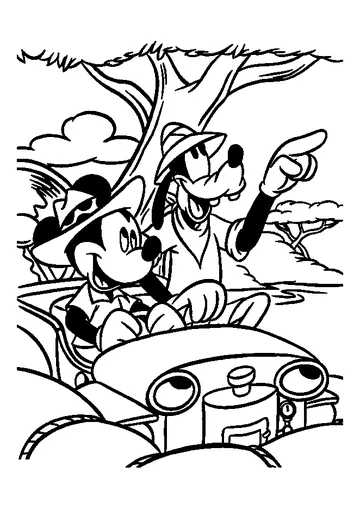 Mickey-Mouse-with-Goofy coloring page