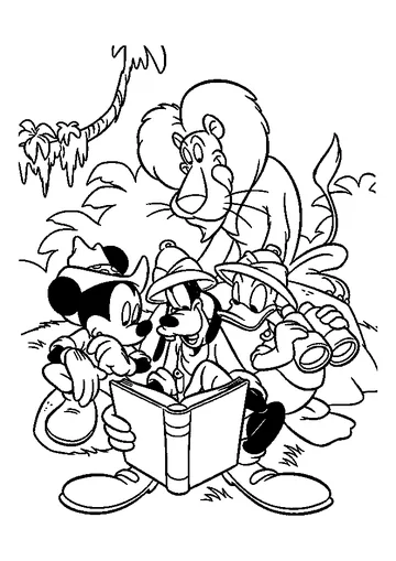 Goofy with Disney characters coloring page