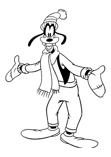 Goofy with Winter Beanie coloring page