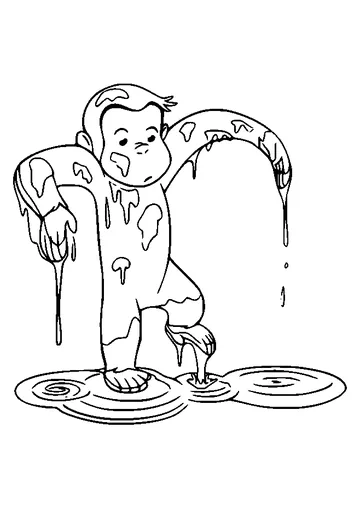 Curious George Jumping in the Mud coloring page