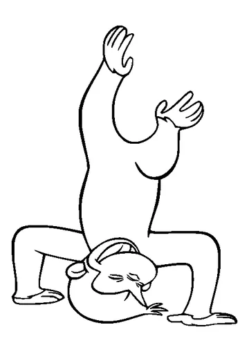 Curious George Standing Upside Down coloring page