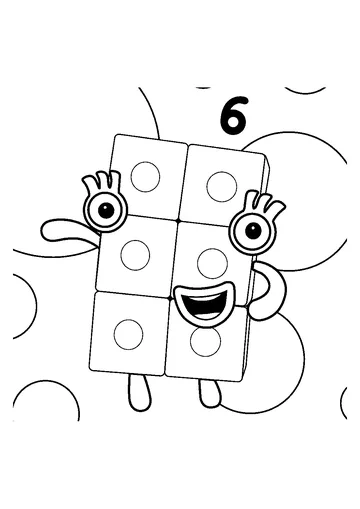 Happy Numberblocks Six coloring page