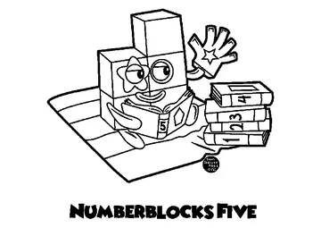 Five with Books coloring page