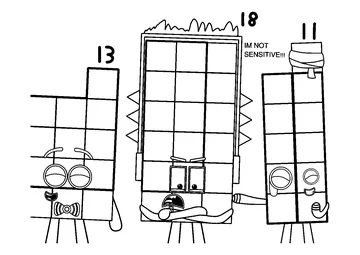 Thirteen with Eighteen and Eleven coloring page