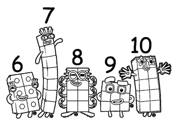 Numberblocks from Six to Ten coloring page