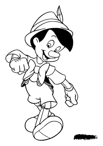 Cheerful Pinocchio coloring page