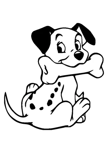 Dalmatian Eating a Bone coloring page