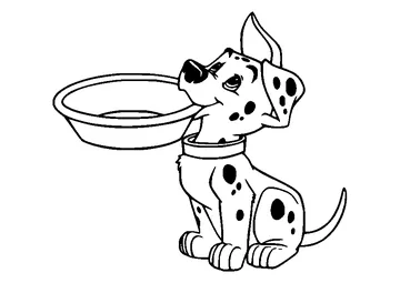 Dalmatian Holds Its Bowl coloring page