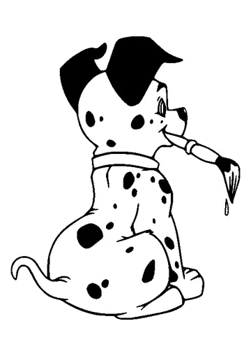 Dalmatian Holds a Brush coloring page