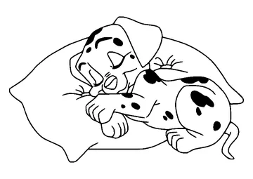 Dalmatian Sleeping on the Pillow coloring page