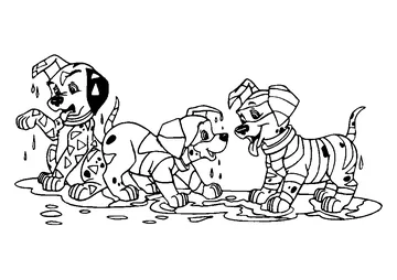 Dalmatians covered in paint coloring page