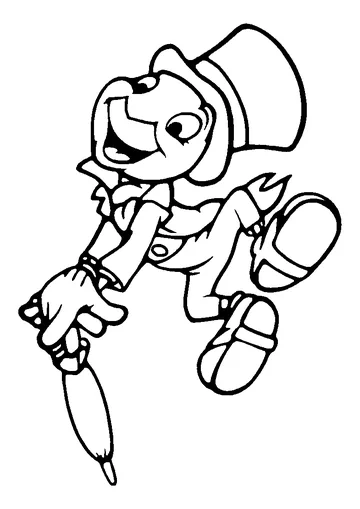 Funny Jiminy Cricket coloring page