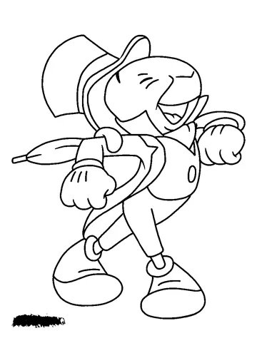 Laughing Jiminy Cricket coloring page