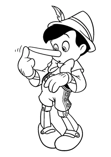 Pinocchio Growing Nose coloring page
