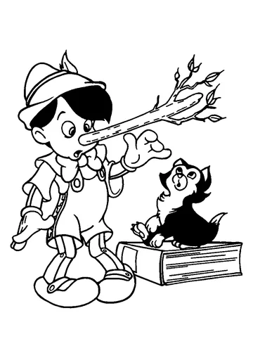 Pinocchio with Figaro coloring page