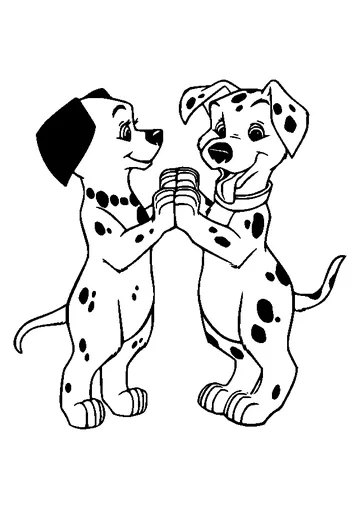 Two Dalmatians Standing coloring page