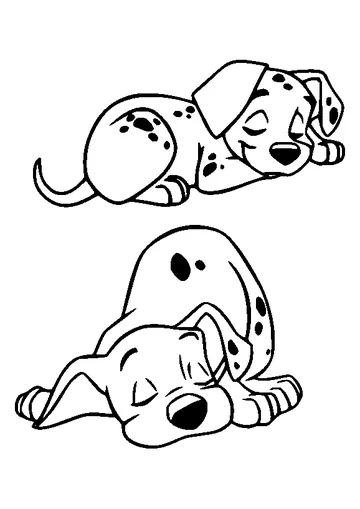 Two Sleeping Dalmatian coloring page