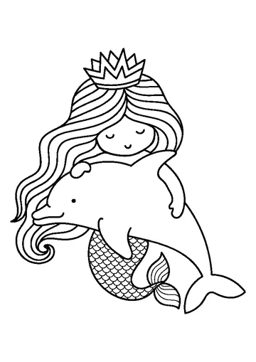Little Mermaid and Dolphin coloring page