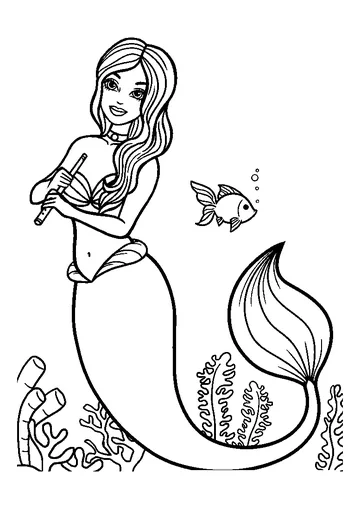 holds a Flute coloring page