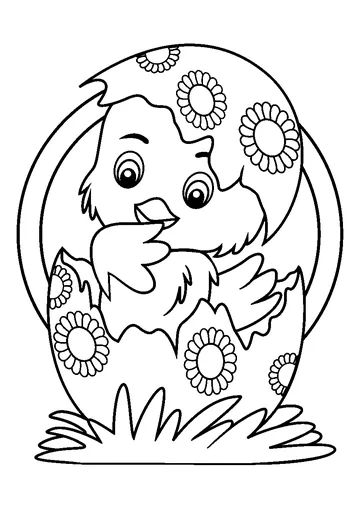 Baby Chick in Easter Egg coloring page