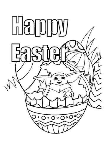 Baby Yoda in Easter Egg coloring page
