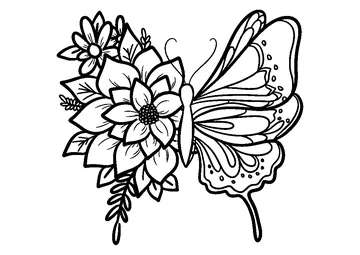 Butterfly with Flowers coloring page