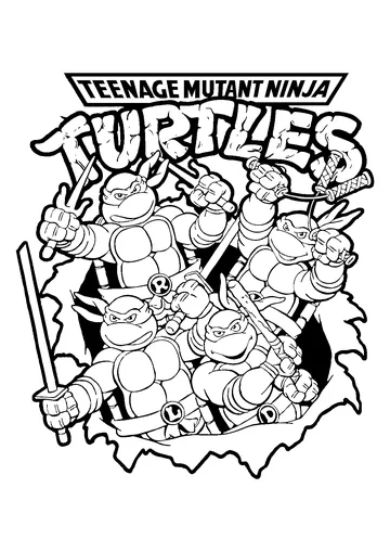 Classic Ninja Turtles Team Poster coloring page