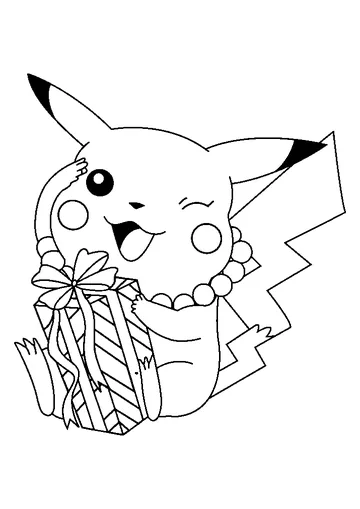 Pikachu with Gift Box coloring page
