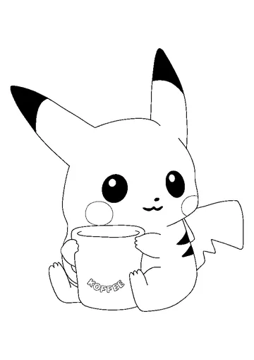 Pikachu with Coffee coloring page