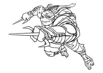 Raphael Using Twin Sai coloring page