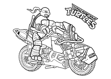 Raphael Riding Motorcycle Side View coloring page