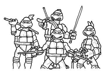 Easy Teenage Mutant Ninja Turtles Team coloring page