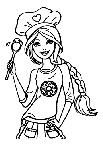 Barbie Chef coloring page