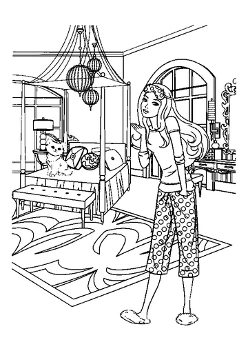 Barbie in Bedroom coloring page