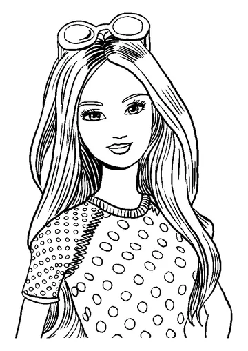 Barbie with polka dot Clothes coloring page
