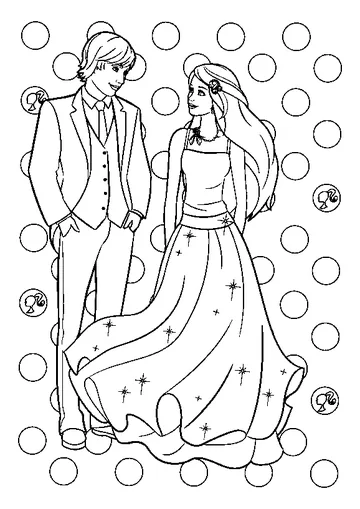 Beautiful Barbie and Friend coloring page