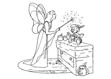 Blue Fairy Brought Pinocchio to Life coloring page