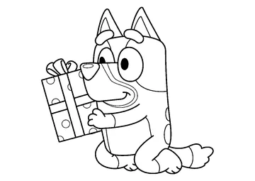 Bluey and Gift coloring page