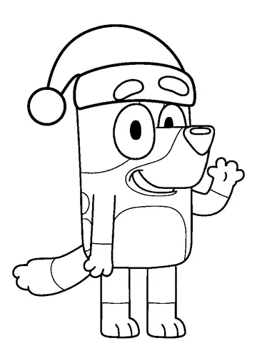 Bluey with Santa Hat coloring page