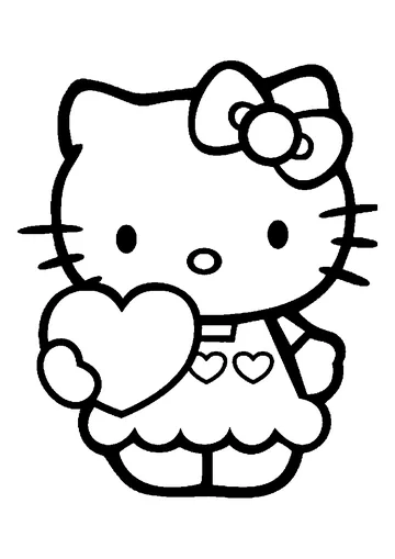 Cute Hello Kitty with Heart coloring page
