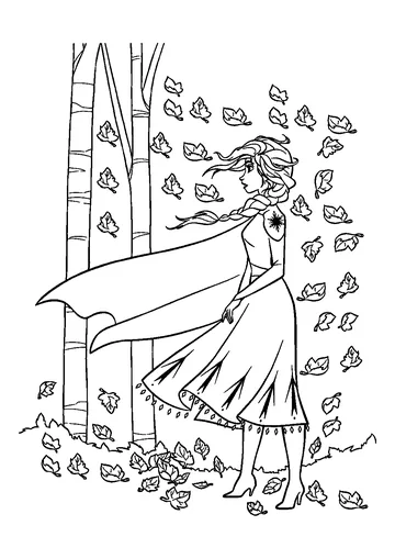 Elsa In The Woods Frozen 2 coloring page
