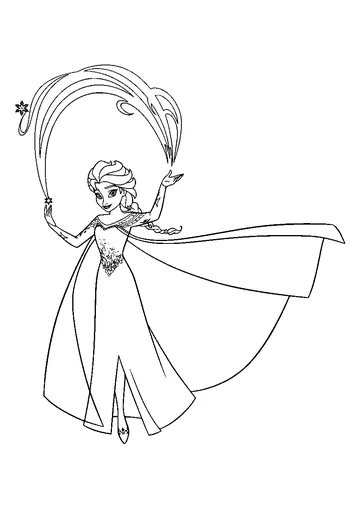 Elsa doing Magic coloring page