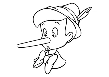 Long Nose Pinocchio Face coloring page