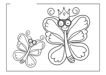 King Butterfly with Little Butterfly coloring page
