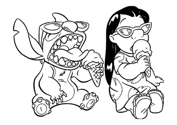 Lilo And Stitch Eating Ice Cream coloring page