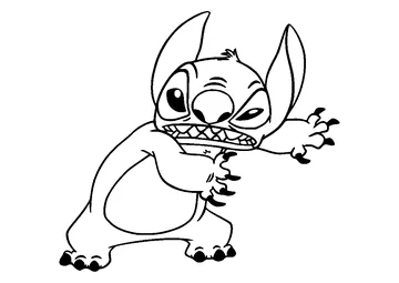 Stitch Grimacing coloring page