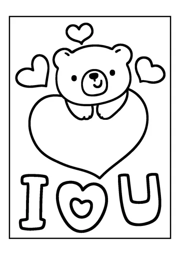 Bear with Heart Valentine coloring page