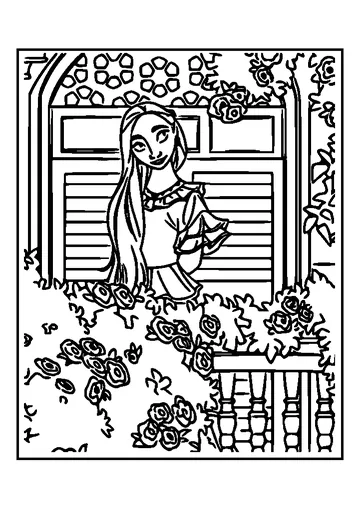 Isabela on the balcony coloring page
