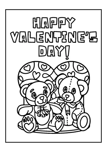 Two Little Bears in Love Valentine coloring page