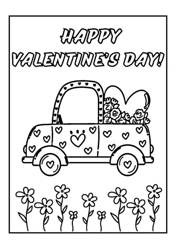 Valentine Car coloring page